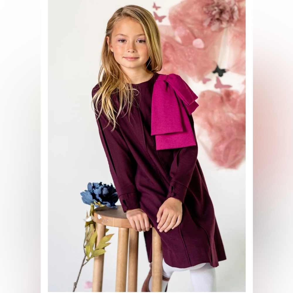Teela Oversized Bow Dress Girls 16 Maroon Purple Pink | AP576